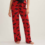 Little Blue House Moose on Red Women's Jersey Pajama Pants