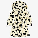 Little Blue House Black Bears on Natural Kids Fleece Robe