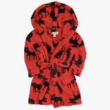 Little Blue House Moose on Red Kids Fleece Robe