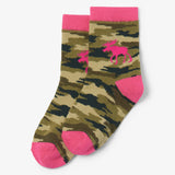 Little Blue House Pink Camooseflage Kids Crew Socks