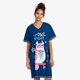 Little Blue House Up Owl Night Woman's Sleep Shirt