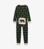 Little Blue House Forest Green Plaid Kids Union Suit