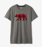 Little Blue House Red Plaid Bear Men's Tee