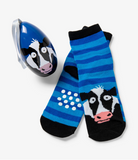 Little Blue House Pasture Cow Kids Socks In Eggs