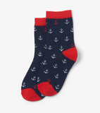 Little Blue House Nautical Anchors Kids Crew Socks