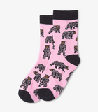 Little Blue House Pink Wild Bears Kids Crew Socks