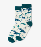 Little Blue House Toothy Sharks Kids Crew Socks