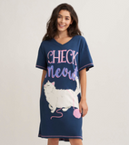 Little Blue House Check Meowt Women's Sleep Shirt