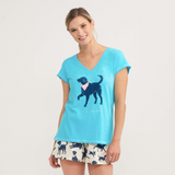 Little Blue House Dog Mom Women's V-Neck Tee