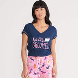 Little Blue House Cheerful Dog Women's V-Neck Tee