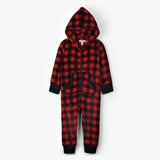 Little Blue House Buffalo Plaid Kids Hooded Fleece Jumpsuit