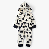 Little Blue House Black Bears Baby Hooded Fleece Jumpsuit