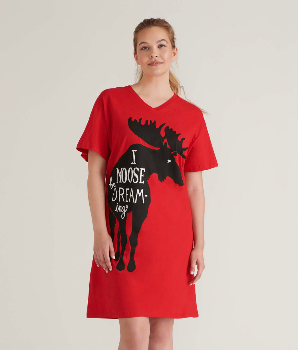Little Blue House Red Moose be Dreaming Women's Sleepshirt – Kozy