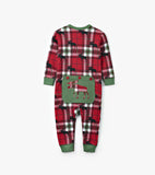 Little Blue House Holiday Moose on Plaid Baby Union Suit